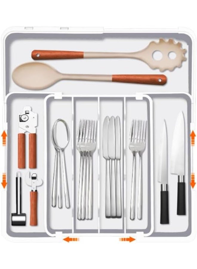 Non expandable drawer organizer, 5-compartment cutlery tray, plastic cutlery rack for forks and knives - Image 2